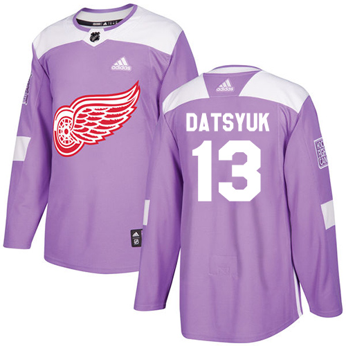 Adidas Red Wings #13 Pavel Datsyuk Purple Authentic Fights Cancer Stitched Youth NHL Jersey